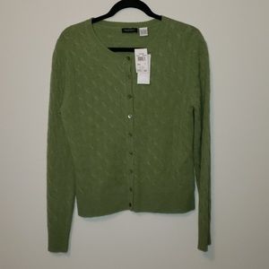 NWT Green Cashmere cardigan sweater Nordstrom L